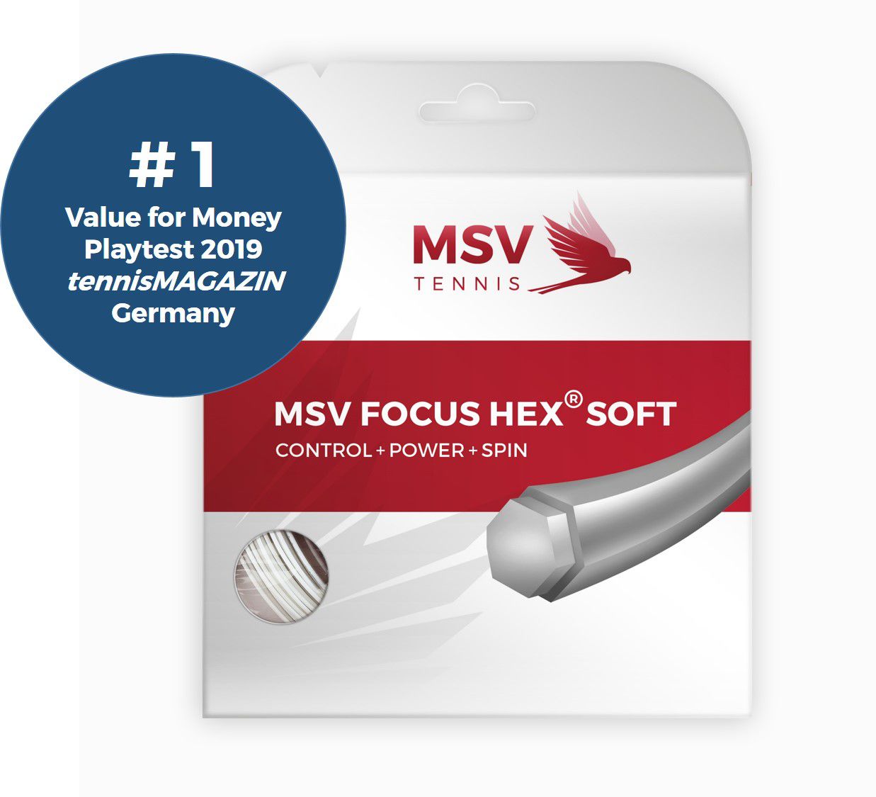 MSV Focus HEX® Soft Tennis String 12m 1,20mm white